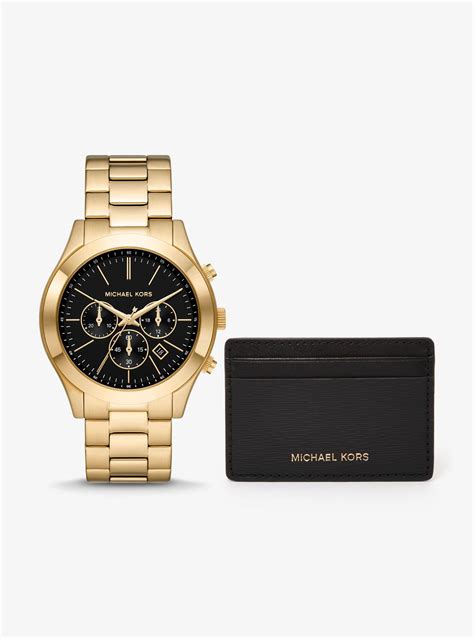 michael kors runway gift set|Oversized Slim Runway Watch and Card Case Gift Set .